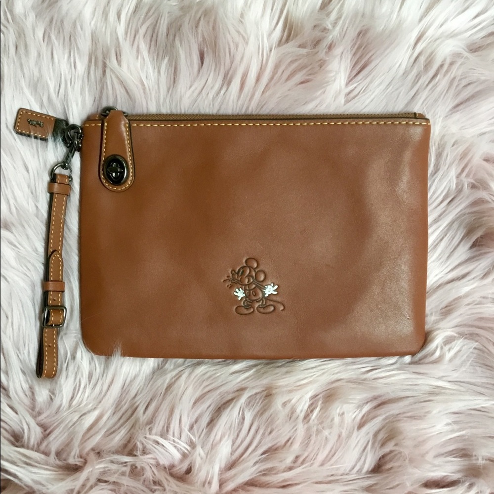 Coach Brown Leather Large Wristlet